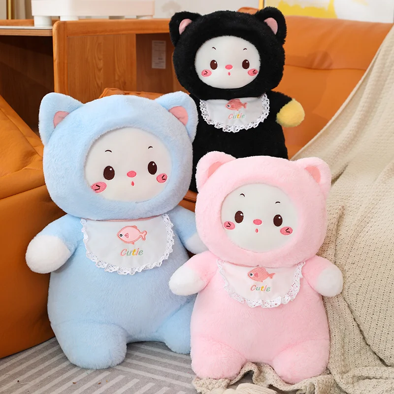 

Cartoon Lovely Chubby Cat Wear Fluffly Overcoat Plushie Doll Cute Stuffed Animal Soft Kitten Home Decor for Girls Birthday Gifts