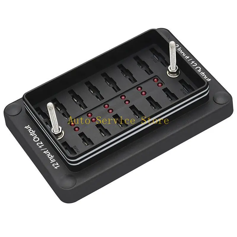 

462A 12 Way Car Blade Box Block Holder Screw Circuit Panel LED Light Indication for Protection Cover Bolt Termin