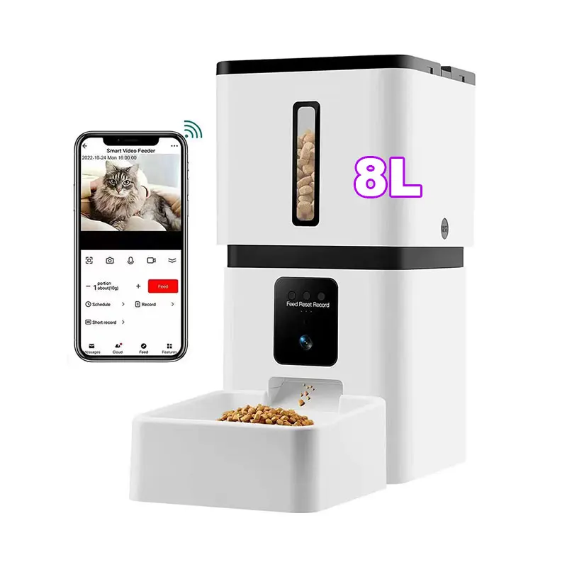 

2025 New Hot Sell Pet Feeder Supplies Custom App 8L Large Smart Feeder Manufacturer Automatic Smart Pet Cat Dog Feeder