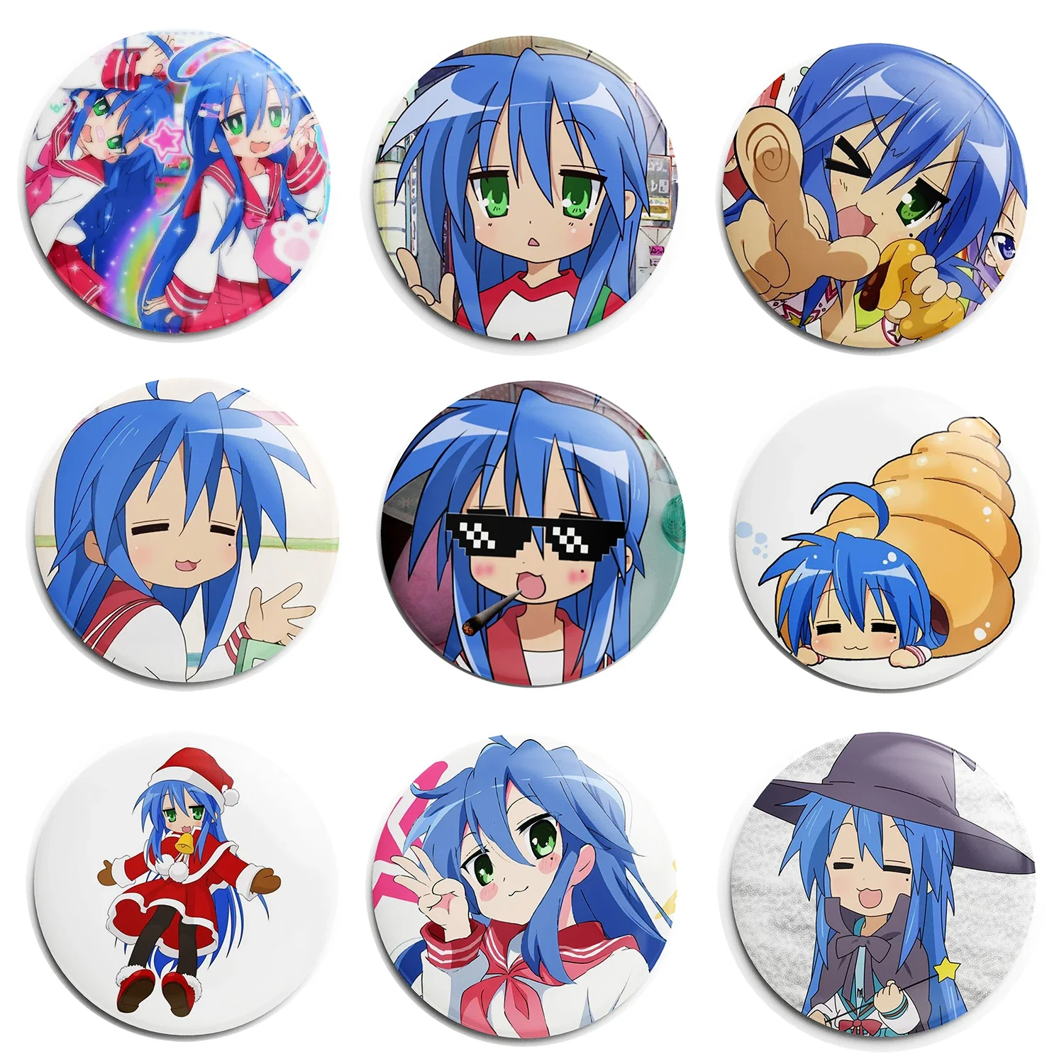 Izumi Konata Cute Cartoon Soft Button Lapel Anime Pin Brooch Jewelry Decoration Gift 58mm