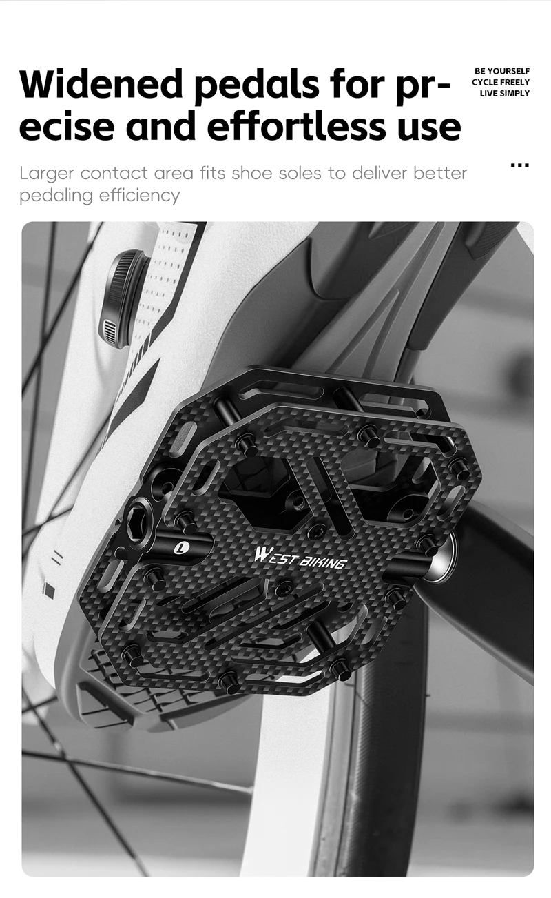 WEST BIKING Carbonfaser-Fahrradpedale 3 Gedichtete Lager Titan-Achse Rutschfeste MTB Rennrad Leichtgewichtige Pedale Fahrradteile – Detail 11