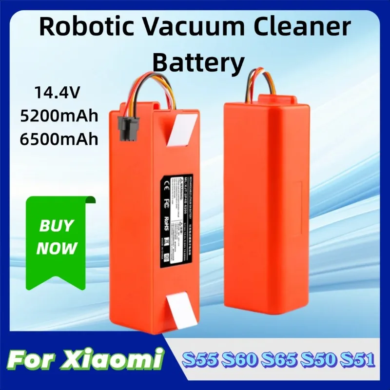 

14.4V 6500mAh Robotic Vacuum Cleaner Replacement Battery for Xiaomi Roborock S55 S60 S65 S50 S51 S5 MAX S6 Parts