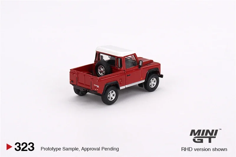 Mini GT 1:64 Land Rover Defender 90 Pickup Masai Red LHD Diecast Model Car