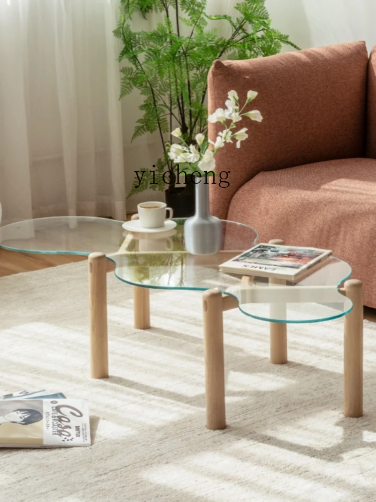 Zk Water Drop Coffee Table Glass Nordic Modern Living Room Home Small Apartment Ins Style Creative Table