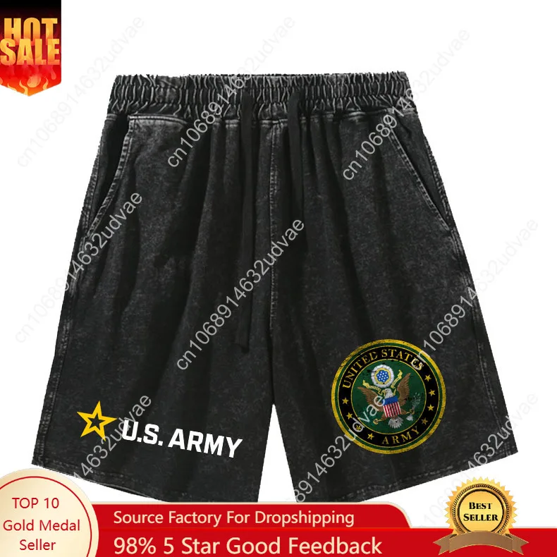 

United States Army Shorts Man Woman Teenager Retro Short Pants Vintage Cotton Elastic Soft Beach Shorts Pattern Customized Pant
