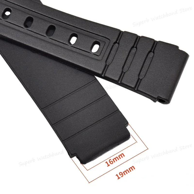 16mm Rubber Watch Band Fit for Casio MQ24 MQ76 Waterproof Watchbands Soft Silicone Strap Sport Bracelet TPU Material Wristband