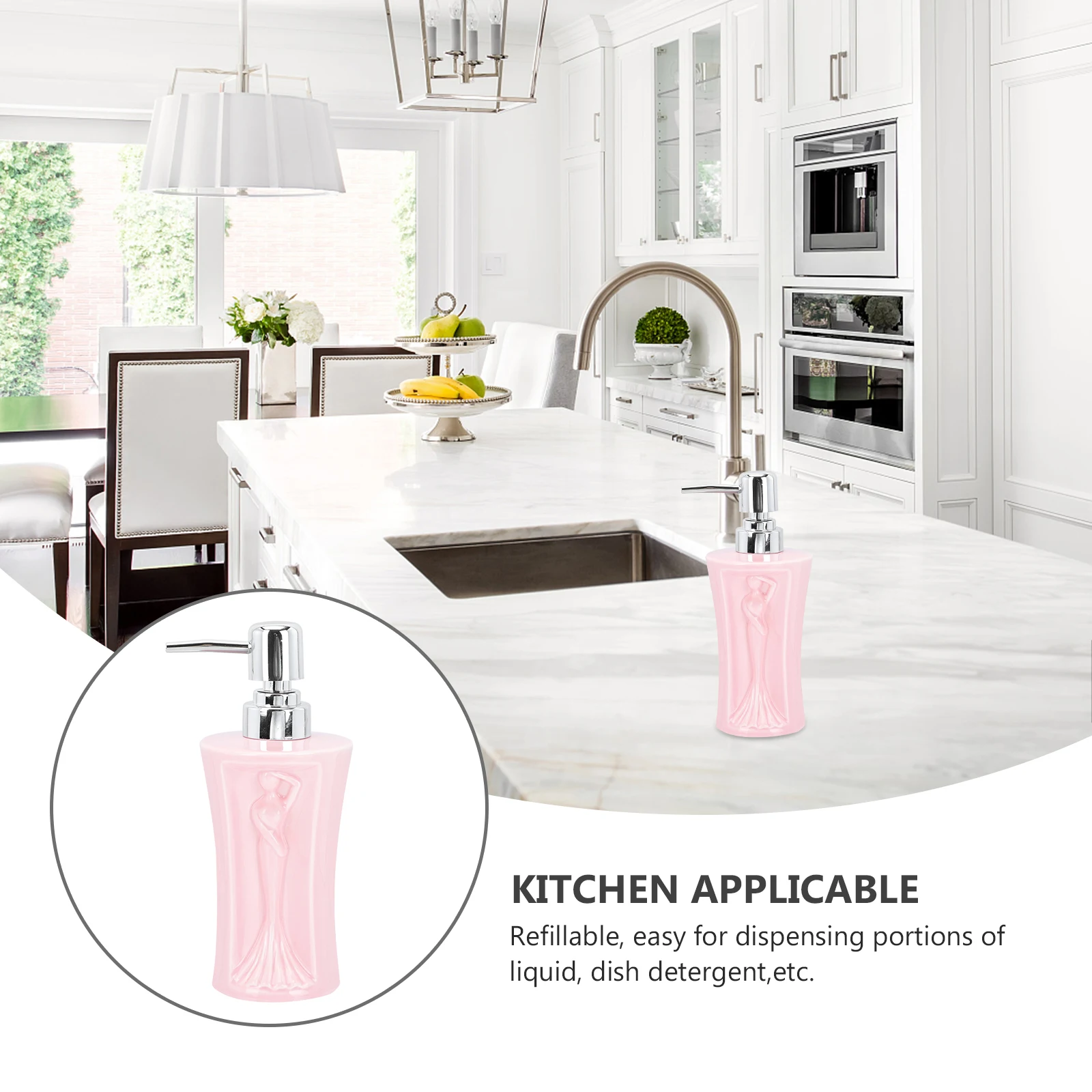 

1Pcs Ceramic Press Bottle Large Capacity Sub-Packing Shampoo Dispenser Refillable Bathroom Lotion Container Soap Liquid Bottle