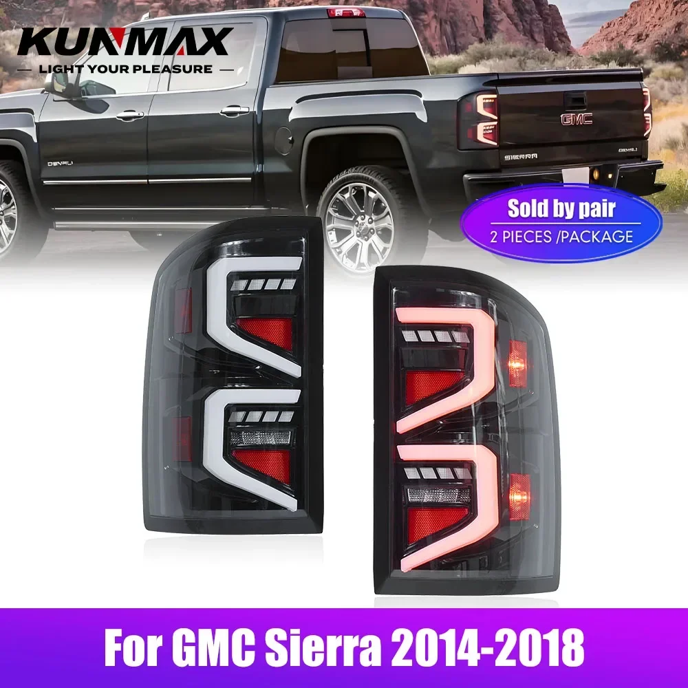 

Пара светодиодных задних фонарей для GMC Sierra 2014-2018, сигнал поворота заднего тормоза, автомобильный задний фонарь в сборе, Plug and Play, 2 шт.