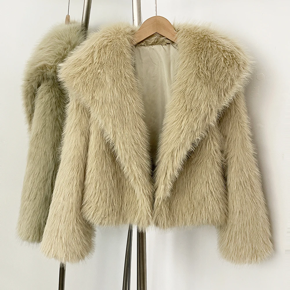 

Куртки OFTBUY для женщин: короткая шуба из искусственного меха, модная куртка с воротником-шалью, имитация лисьего меха, винтажное шикарное пальто для стильных девушек