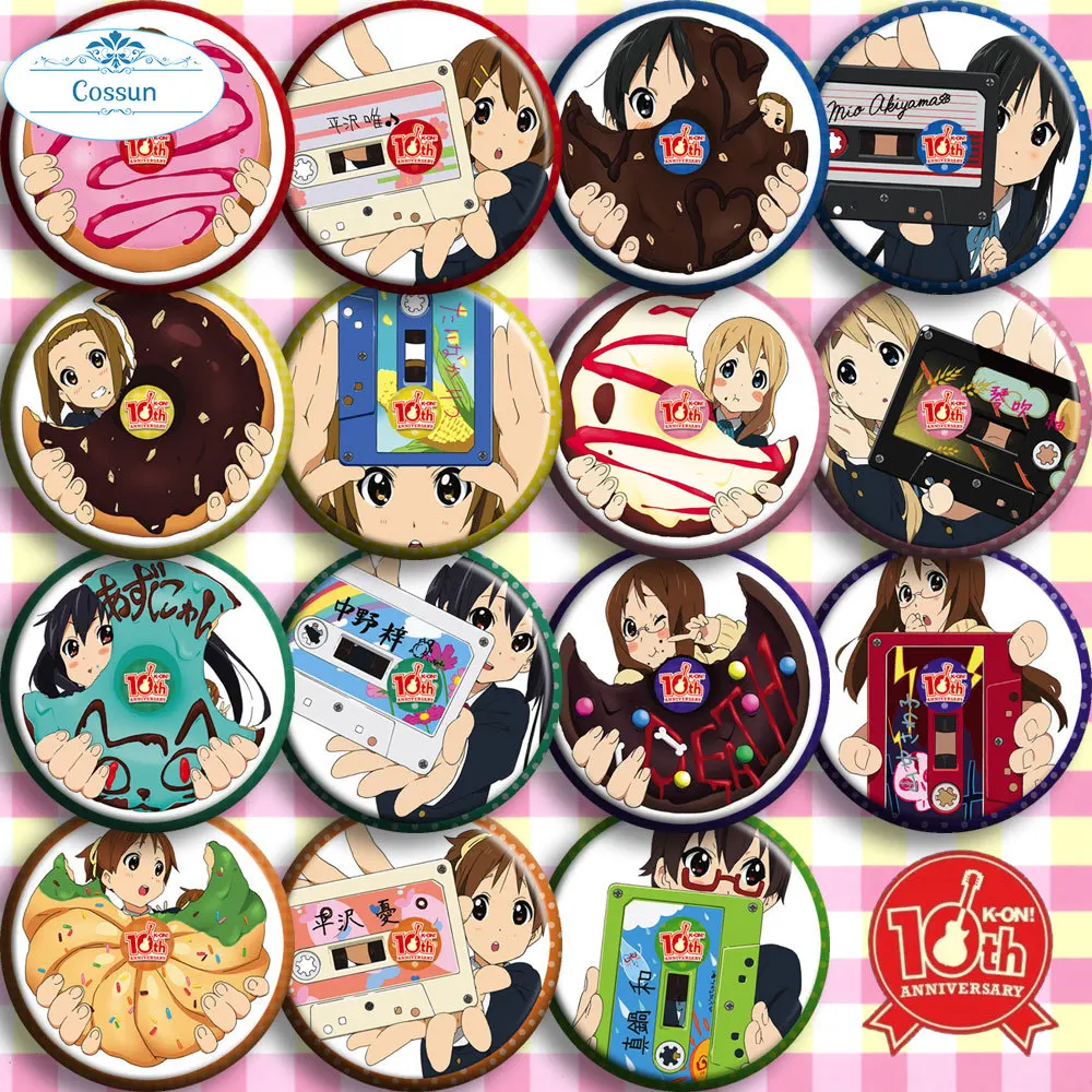 58mm giappone Anime K-ON tono chiaro ragazza distintivo Cosplay collezione di cartoni animati borse distintivi per zaini bottone vestiti spilla