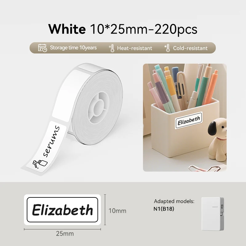 1-rol kleurenlint voor Niimbot N1 thermische overdracht labelprinter schakelaar naamplaatje zelfklevend stickerpapier voor thuiskantoor