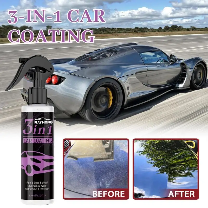 Car Coating Spray 120ml 3-in-1 Top Coat Paint Sealant Car Polishing Spray Protective Super Hydrophobic Coating Spray Rapid