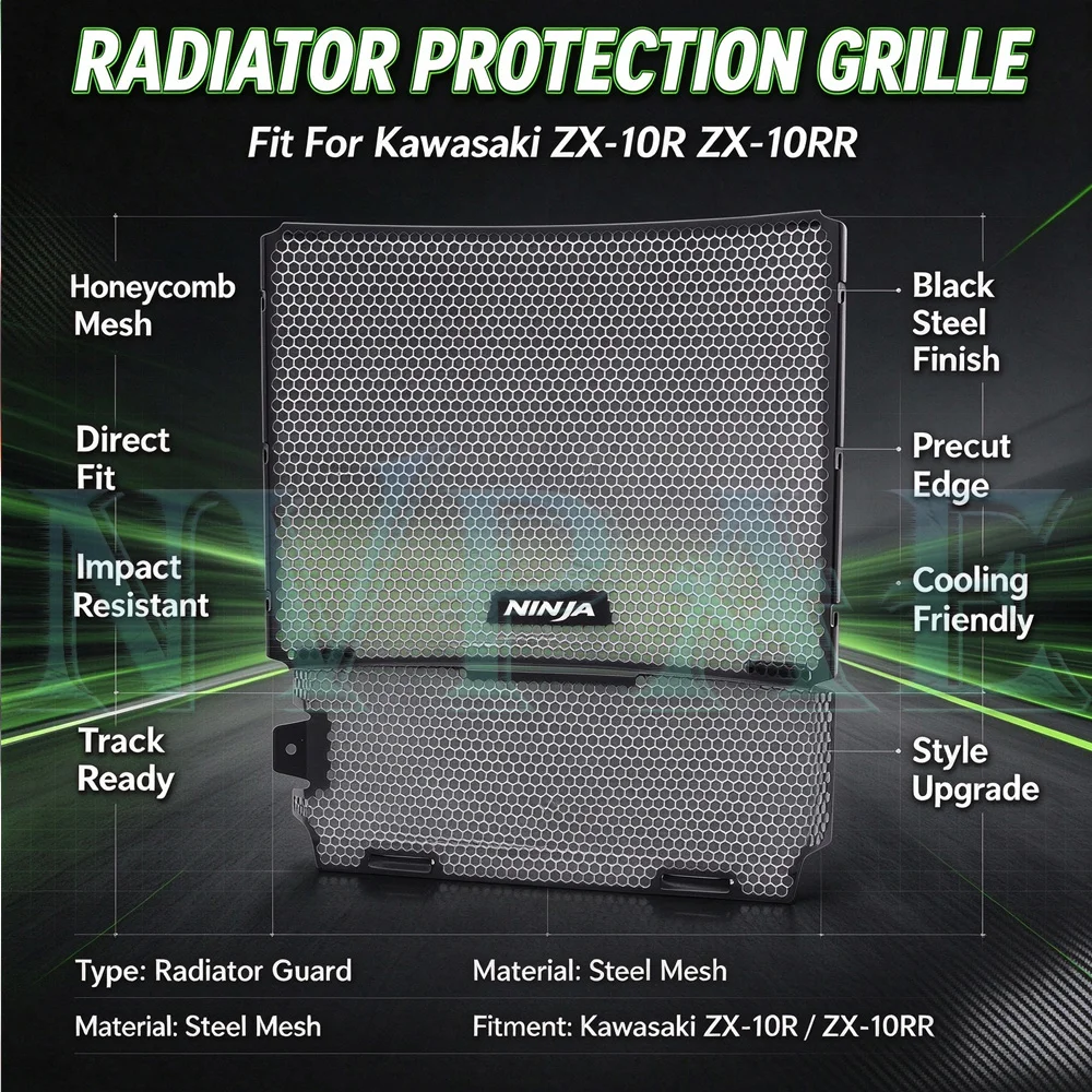 For Kawasaki ZX-10R ZX-10RR ZX10R Motorcycle Accessories Radiator Grille Guard Cover Protector Radiator Guard