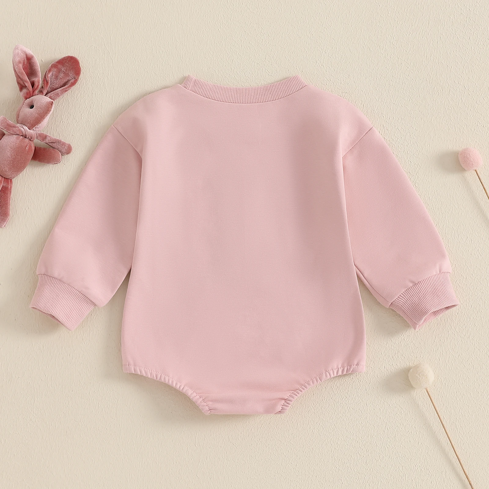 Baby Girl Easter Romper Rabbit Chick Embroidery Long Sleeve Bubble Jumpsuit Spring Clothes