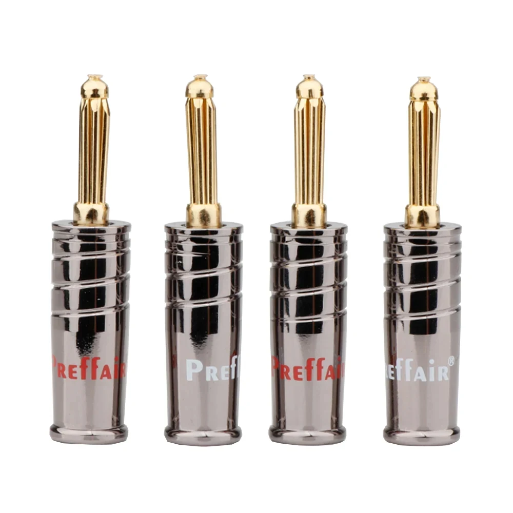 Preffair BA1482 سدادات الموز المطلية بالذهب الراقية لسلك مكبر الصوت HiFi، لوحة الحائط، المسرح المنزلي، الصوت، مكبر للصوت