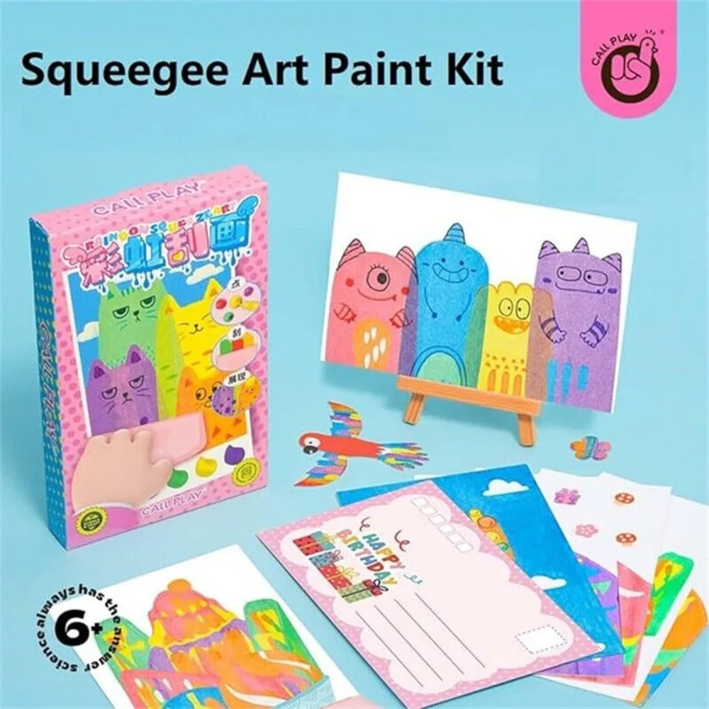 Drawing Papers Squeegee Art Kids Paint Kit DIY Material Animal Pattern Color Scratch Painting Painting Teaching Tools