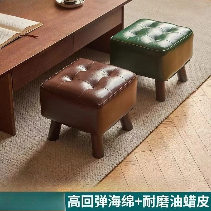 Stool household, living room creative coffee table simple sofa pedal door shoe change soft bag solid wood board short stool