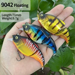 9,7g 71mm realista 2 segmentos Minnow señuelo de pesca flotante Crankbait cebo Artificial Wobbler para lubina equipo de Swimbait