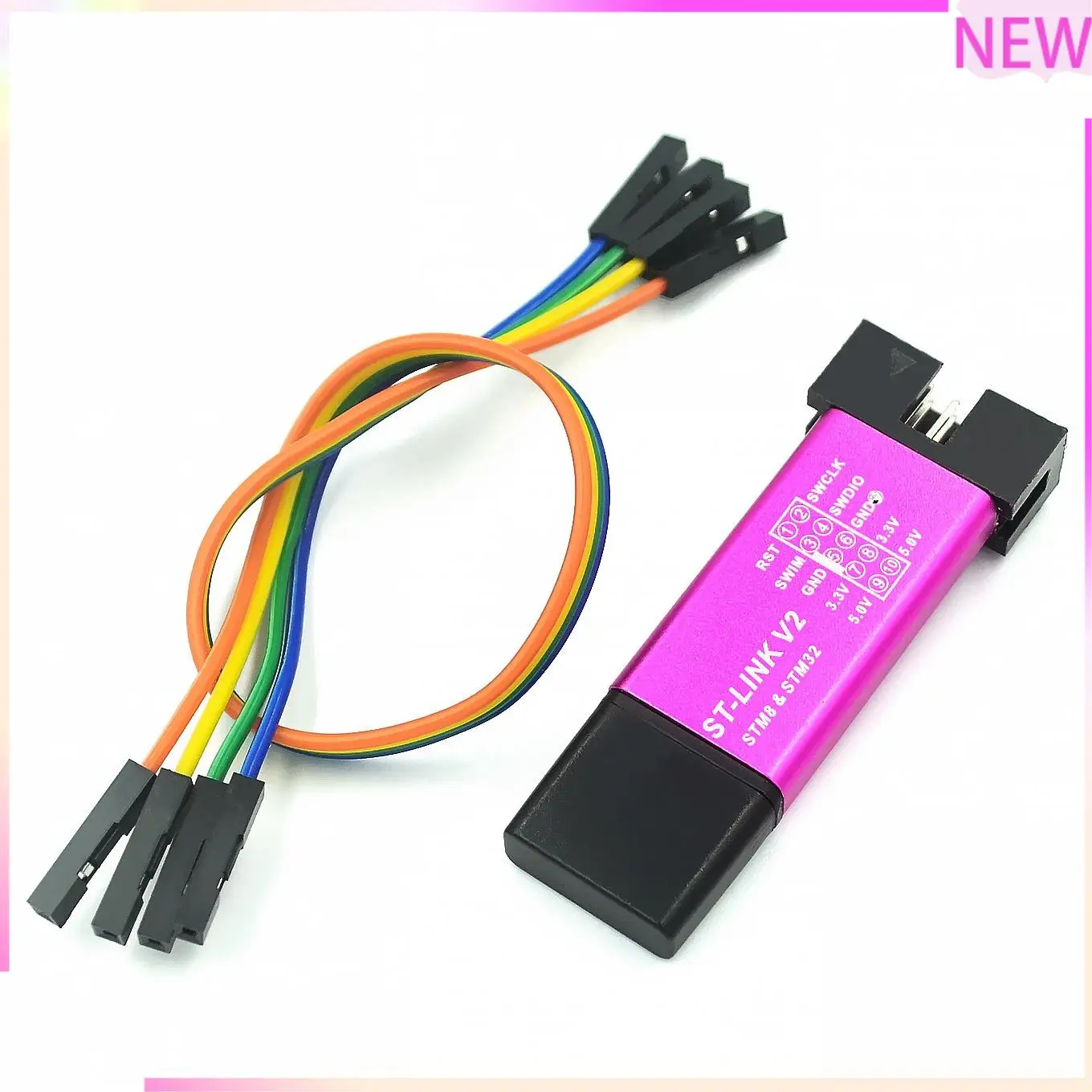 B27B ST Link V2 Mini STM8 STM32 Simulator Download Programmer Programming With Cover Dupont Cable (Random Color)