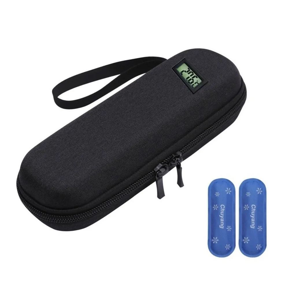 Thermometer Display Insulin Cooler Travel Case Cooling Thermal Insulated Refrigerated Medicine Organizer with Ice Pack