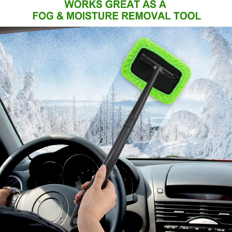 Car Windshield Cleaning Tool With Long Handle Microfiber Cleaning Cloth To Clean Car Interior Car Cleaning Brush Kit