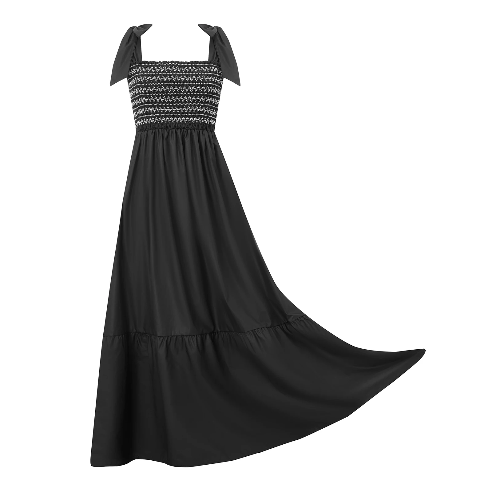 Kobiety 2025 długa sukienka w paski/w kratę/z nadrukiem bez rękawów sukienka na ramiączkach letnie wiązane paski na ramionach Vestidos modna sukienka na co dzień