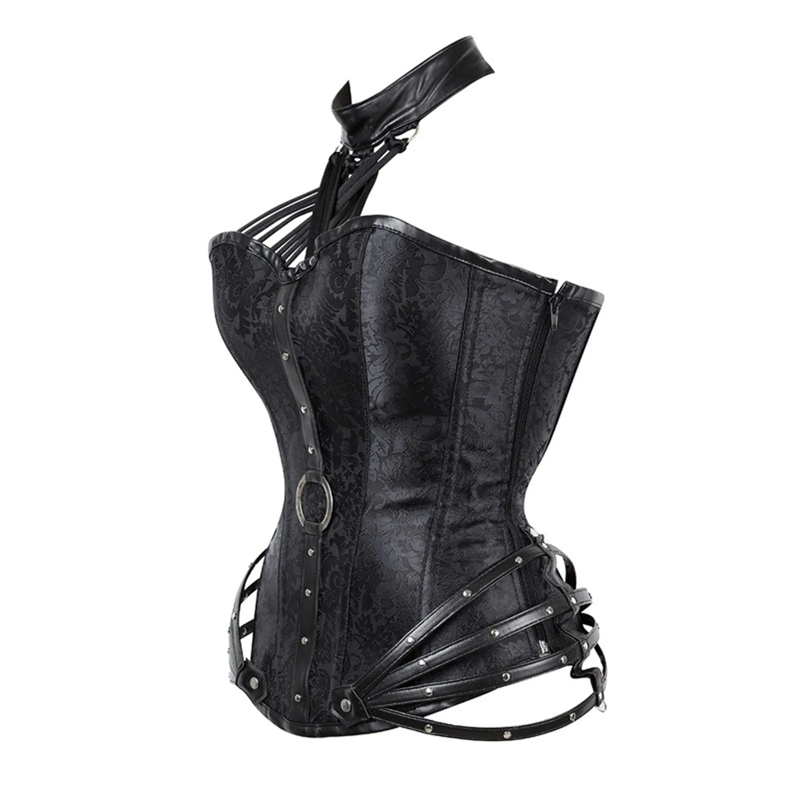 Women Gothic Corset Steampunk Bandage Bustier Black Red Underbust Halter Corset for Women Vintage Leather Corselet Feminino