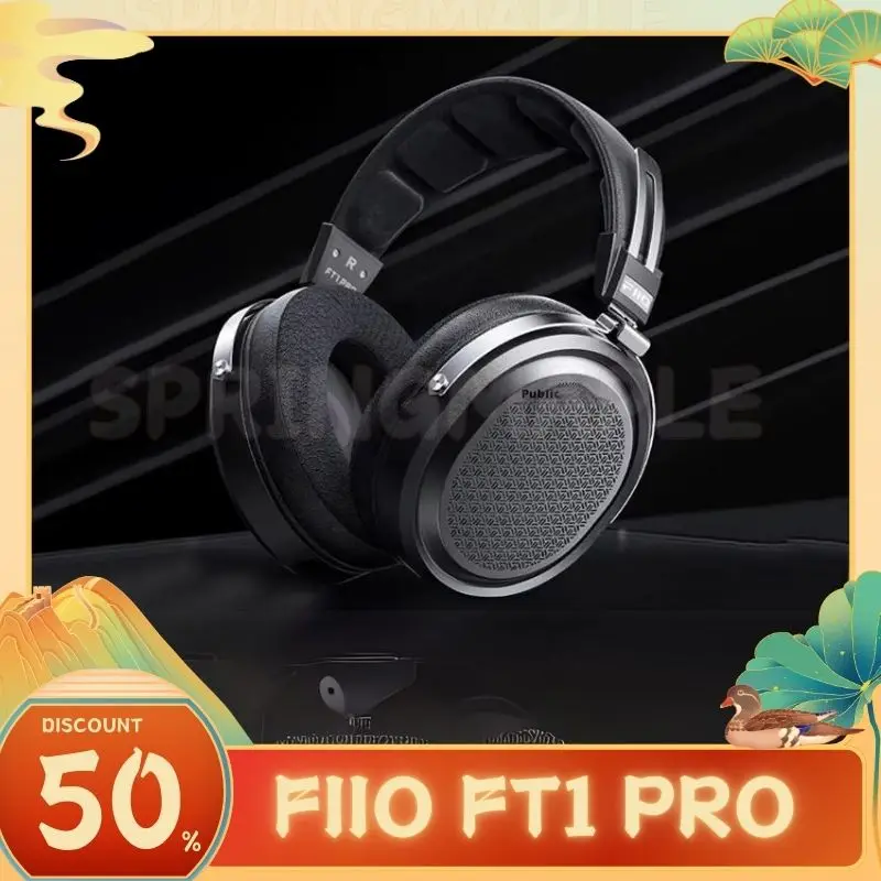 Fiio FT1 Pro Headphone Wired Open Flat Headband Hifi Headphones 1μm Ultra-slim Diaphragm 374g 20Ω Sensitivity Customized