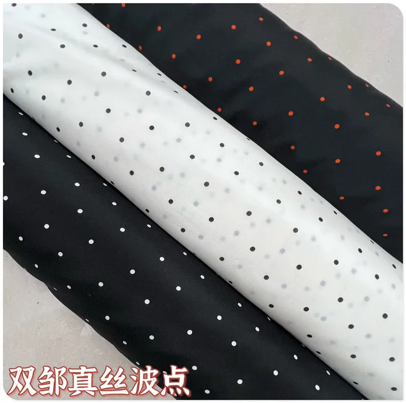 Elastic 03 Double Zou Silk Small Polka Dot Fabric Silk Soft Polka Dot Dress Shirt Clothing Fabric