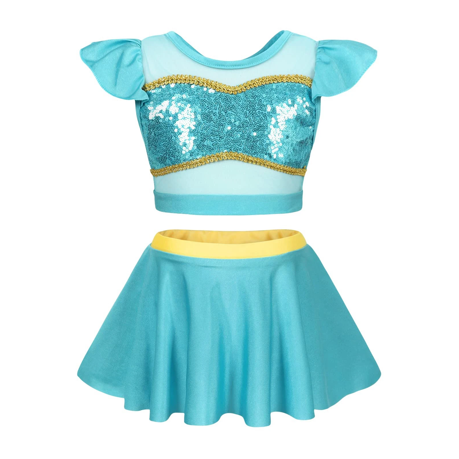 Swimwear Girls Jasmine Belle Separate Swimsuit Kids Princess Frozen Elsa Anna Rapunzel One-piece Bathing Suit Outfits Beachwear