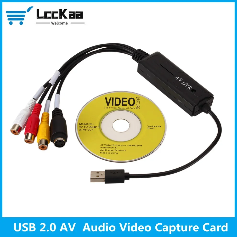 LccKaa-Adaptador de cable AV RCA a USB 2,0, convertidor de tarjeta de captura de Audio y vídeo, CableS de PC para TV, DVD, dispositivo de captura VHS