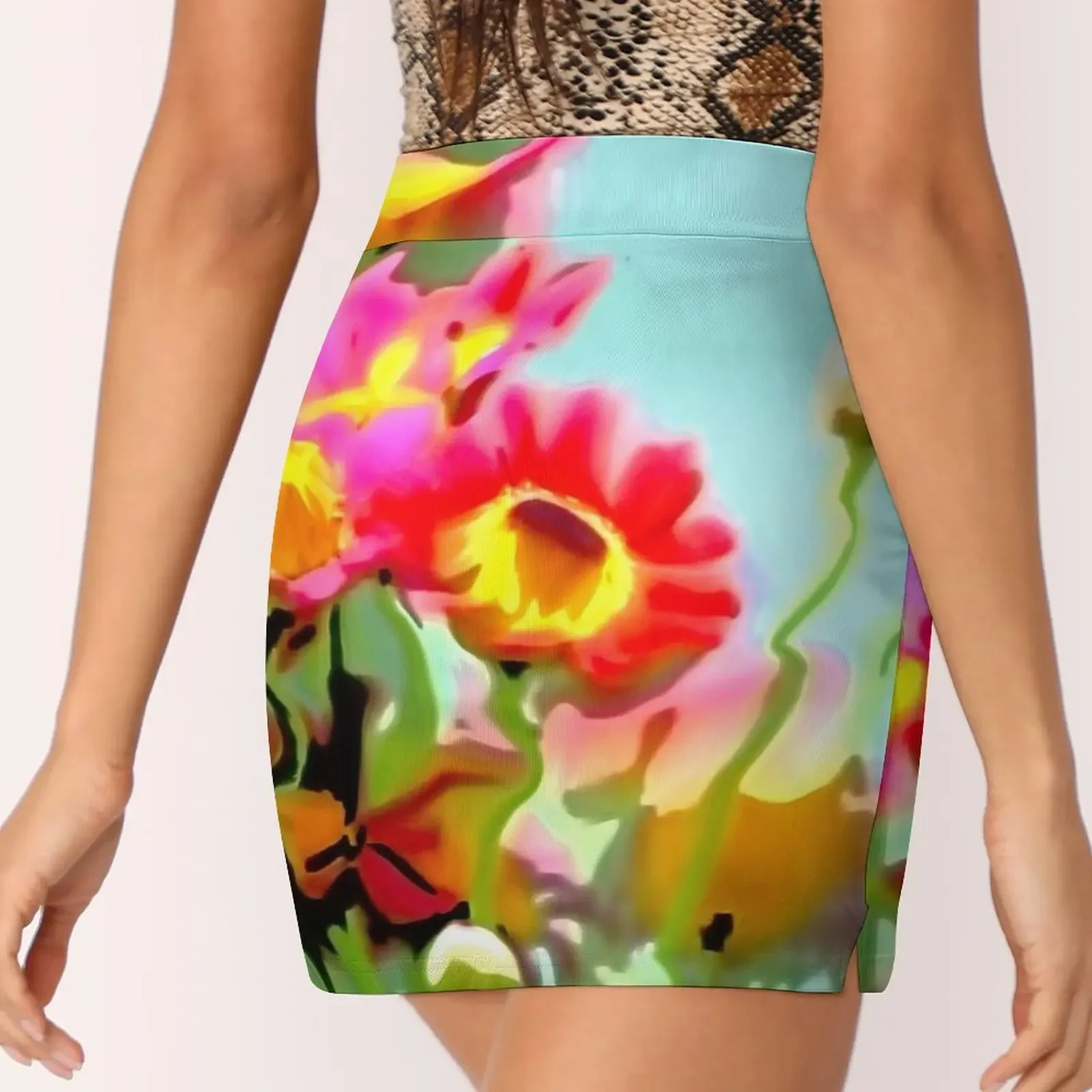 Minissaia digital com flores de água, saia midi para mulheres, roupas de luxo coreanas, saia sexy