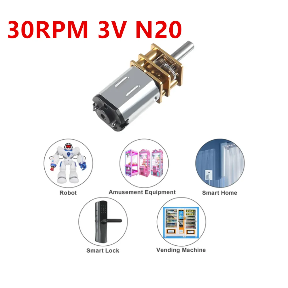 Motor de Reducción de Velocidad de Alto Torque DC3V 30RPM N20, Motor de Engranajes Metálicos en Miniatura con Eje de 3mm para Coche RC, Modelo de Robot, Juguetes de Motor DIY