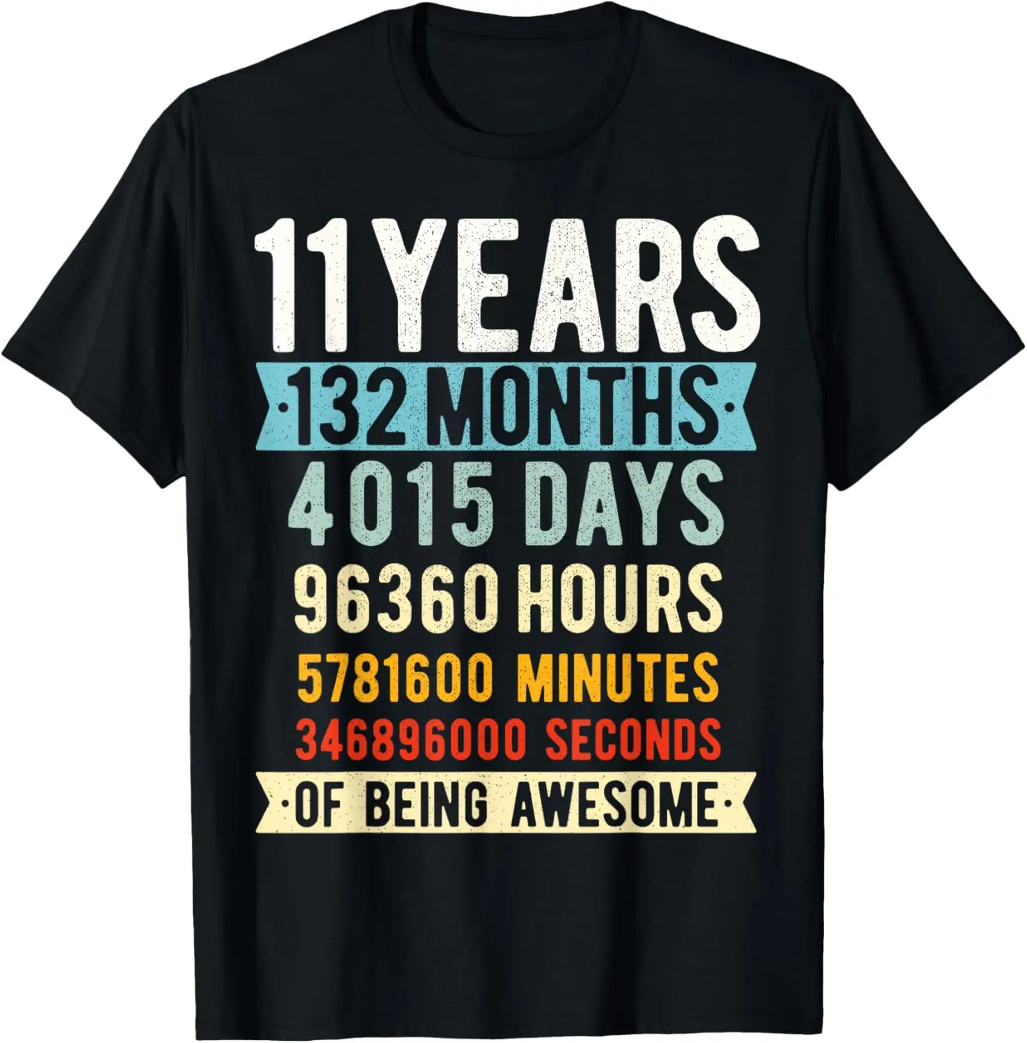 11th Birthday 11 Years Old Vintage Retro 132 Months T-Shirt