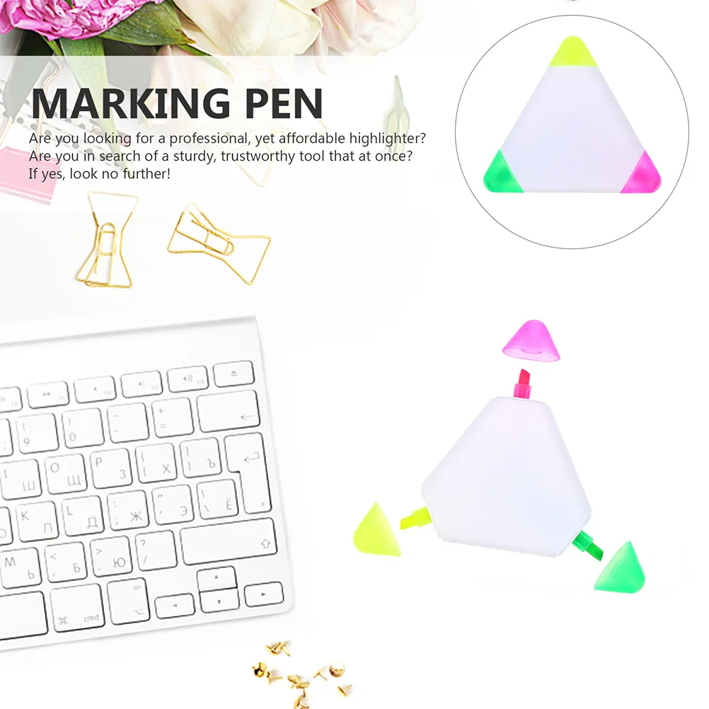 6 Pcs Highlighter Color Pen Pink Pens Colorful Highlighters Markers Portable School Party Favors Triangle Plastic Office Child