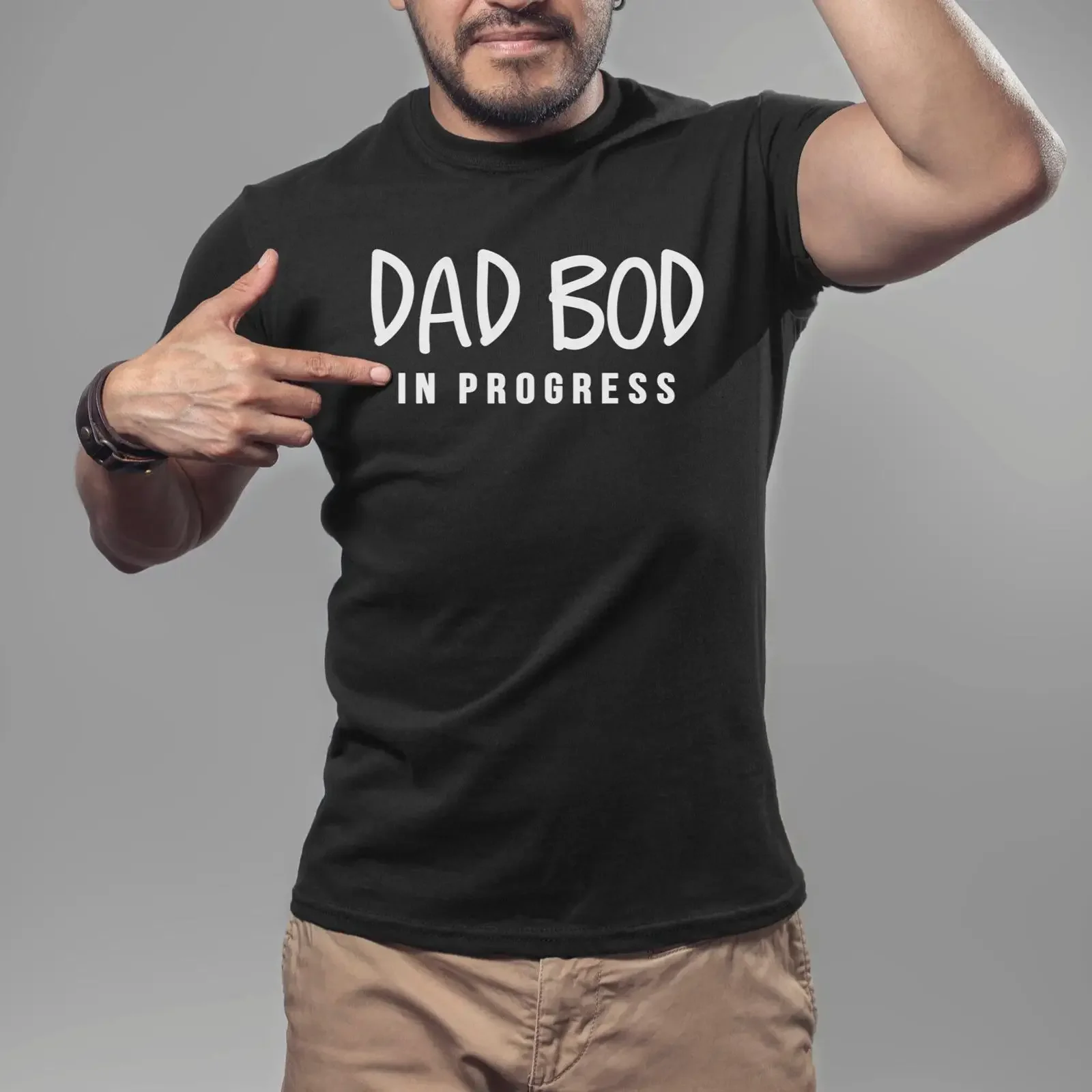 T-shirt drôle pour homme « Dad Bod In Progress » pour annonce de grossesse, décontracté, vintage, délavé, élégant, confortable et doux