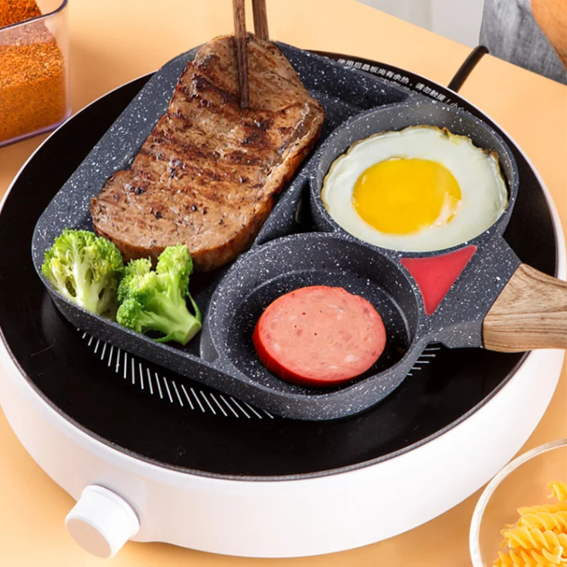 2/4 Thickened Hole Frying Pot Pan Non-stick skillet durable Omelet Pan Cooking Egg Ham Pancake Burger Steak Pan kitchen Cookware