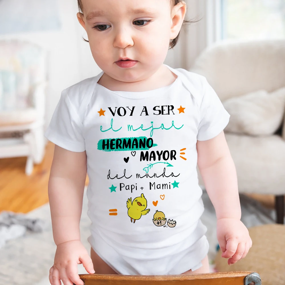 I'm Going To Be The Best Big Brother in The World Printed Baby Bodysuit Pregnancy Announcement Newborn Summer Romper Jumpsuits