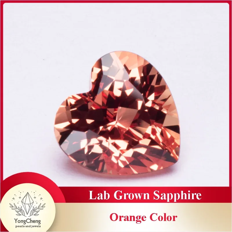 Lab Grown Sapphire Heart Shape Orange Color Gemstone for Charms Jewelry Making DIY Ring Materials Selectable AGL Certificate