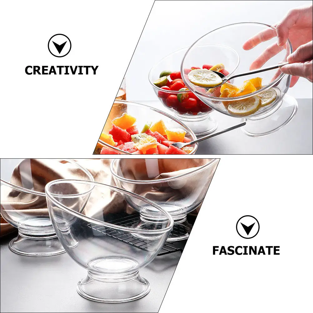 Japanese Style Salad Bowl Elegant Oblique Shape Multi-Functional Fruit Dessert Serving Salad Bowl Fruits Container view 2