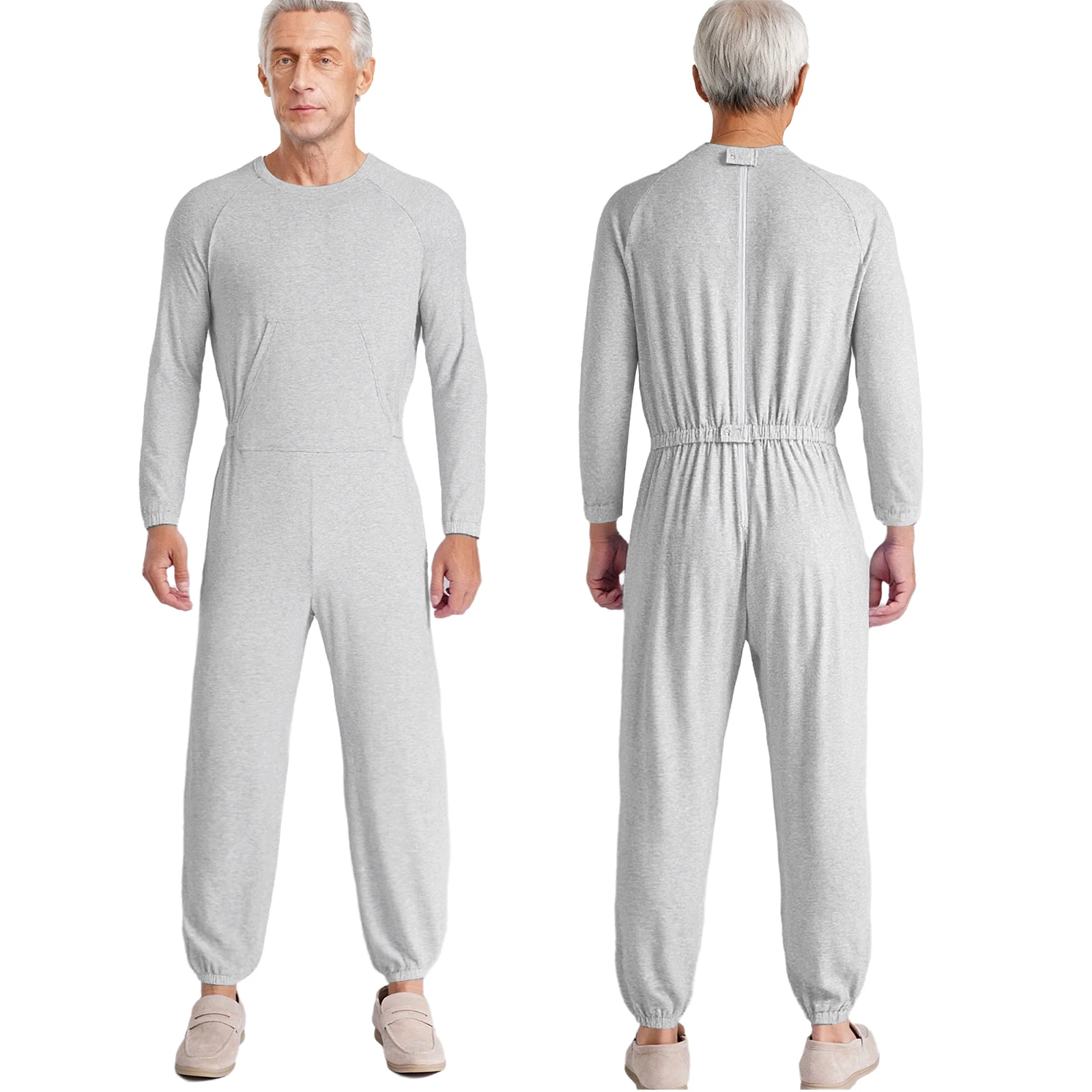 Adult Alzheimer Special Needs Adaptive Clothing Long Short Sleeve Anti-Strip Zipper Jumpsuit for Disabilities Dementia Elderly