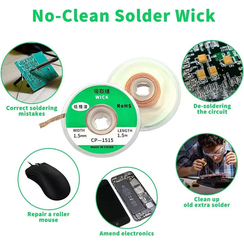 Kawat penyerap timah perbaikan telepon seluler elektronik Solder residu membersihkan kawat penghilang alat perbaikan untuk Solder D5n8