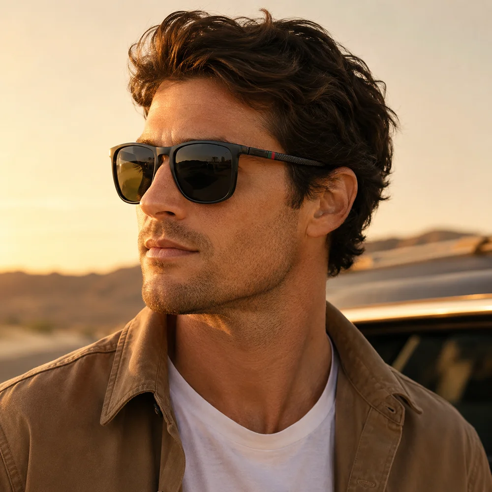 GFUIARA Herren Polarisierte Sonnenbrille UV400 Quadratisch Retro Fahr- und Angelbrille Outdoor-Sportbrille Leichte Modische Brillen für Männer – Detail 2