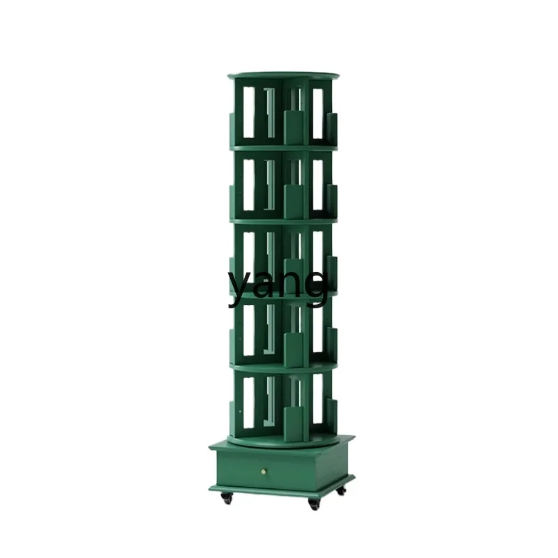 Ltt rotating bookshelf 360 degree solid wood movable bookcase living room floor corner shelf