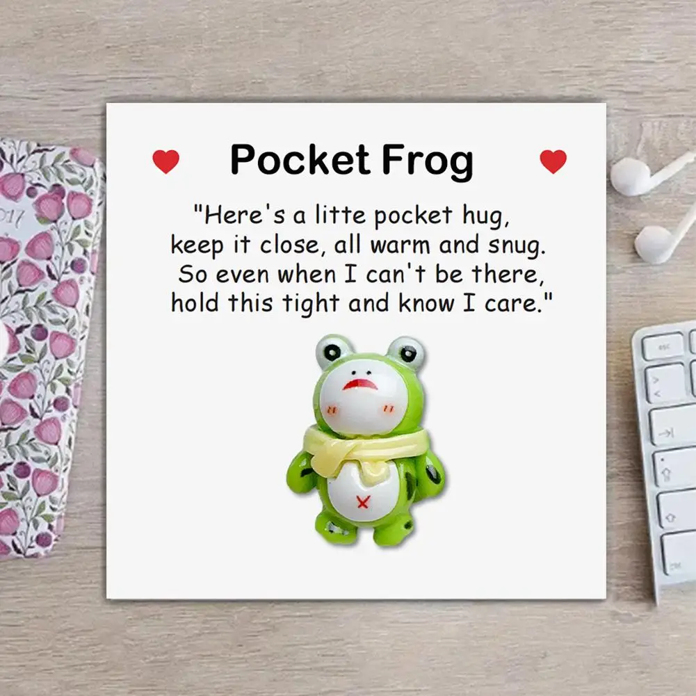 Pocket Frog Hug Greeting Card Keepsake Ornament Cute With Party Holiday Small Gift Card Decor Social Present Distance Messa L6V7