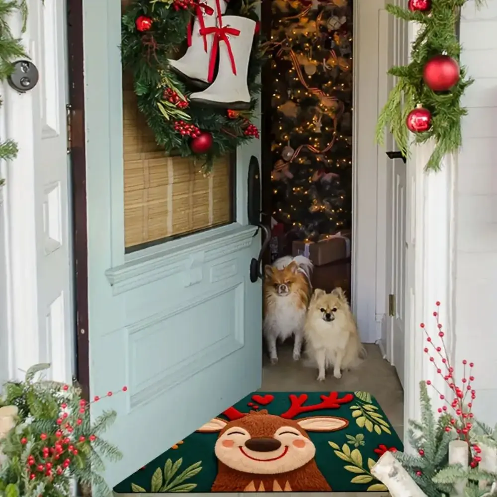 VIKAMA عيد الميلاد ممسحة إِلْكَة عيد الميلاد السجاد في الهواء الطلق والداخلي السنة الجديدة 2026 عيد ميلاد سعيد ديكور المنزل حصيرة القدم