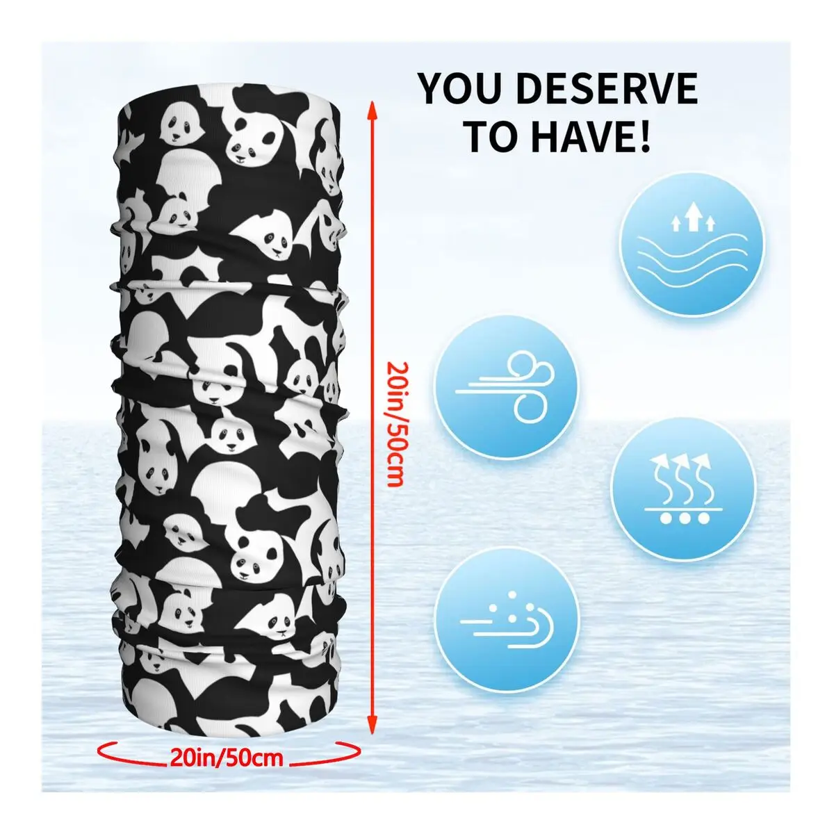 Panda White And Black Bandana Neck Cover Wrap Scarf Balaclava Cycling Unisex Adult Breathable