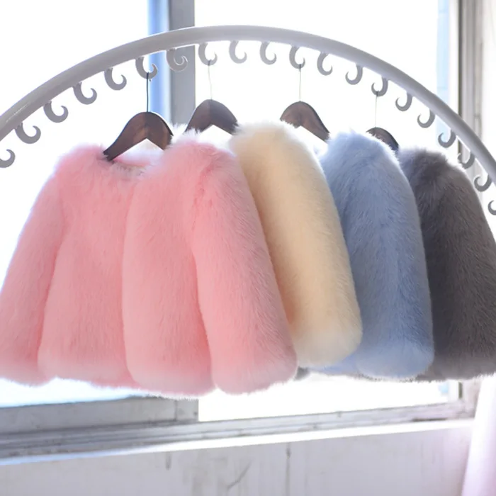 

Куртка из искусственного меха для девочек, теплая элегантная шуба из лисьего меха для малышей, зимняя одежда для девочек, верхняя одежда с длинными рукавами, шуба для девочек 2–12 лет