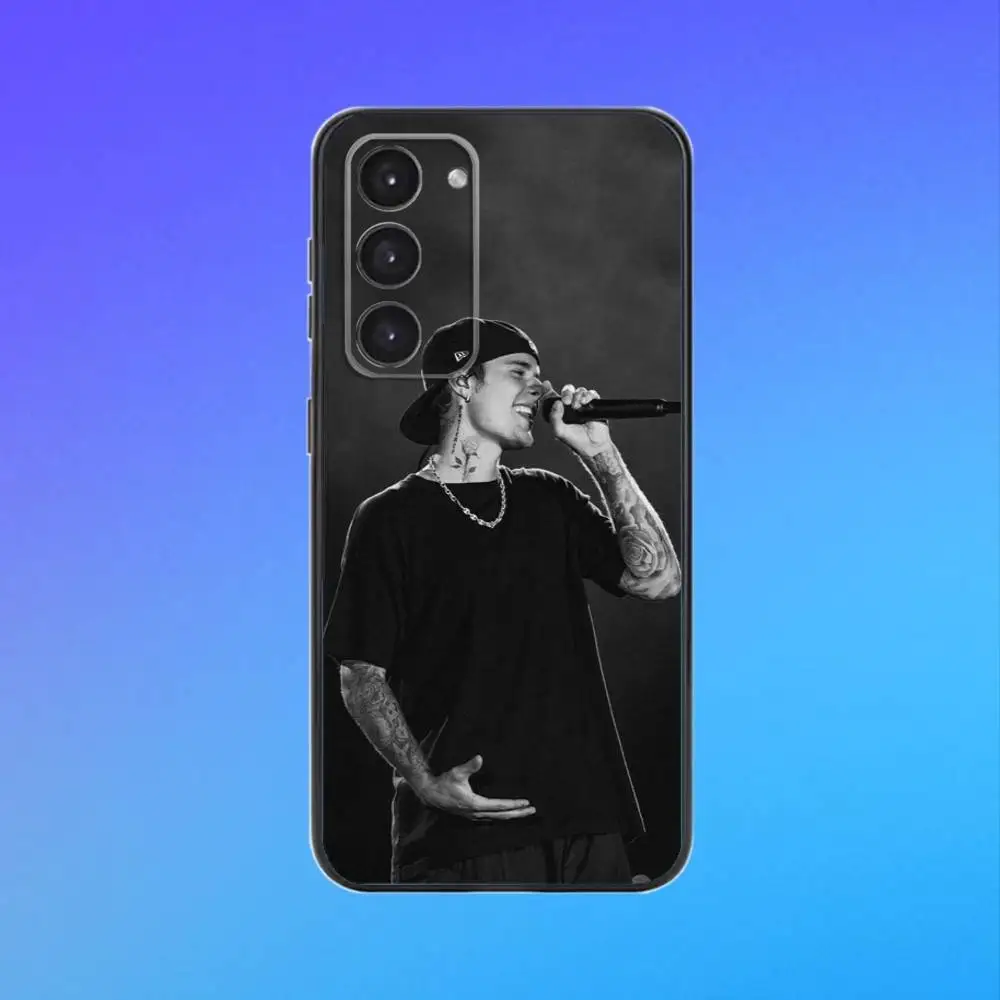 حافظة هاتف مغنية J-Justin Bieber لهاتف سامسونج A73، A72، A71، A70، A53، A52، A51 حافظة ناعمة سوداء