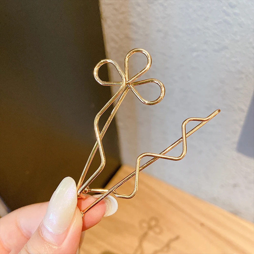 أزياء أنيقة المشابك النساء الشعر الجانب كليب هندسية سبيكة دبوس الشعر موجة زهرة مقاطع الشعر بوبي دبوس